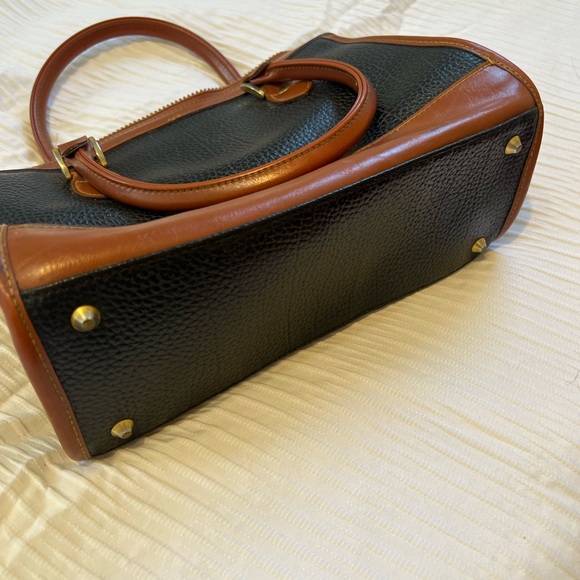 Dooney & Bourke Black Pebbled Leather Satchel with Brown Trim - Picture 6 of 7